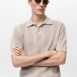 MANGO MAN Polo Collar Pure Cotton Knitted T-shirt-picture-22