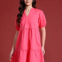 all about you Puff Sleeve A-Line Dress-image-64