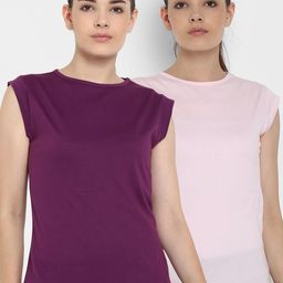 appulse Women Pack Of 2  Purple & Pink Solid Round Neck T-shirt-picture-21