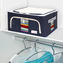 BlushBees Blue & White Polka Print Oxford Fabric Foldable Wardrobe Organiser-image-71