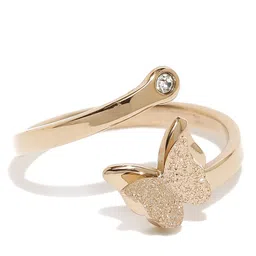 Yellow Chimes Butterfly Charm Crystal Rose Gold Ring-picture-15