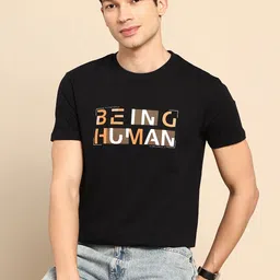 Being Human Brand Logo Printed Pure Cotton Slim Fit T-shirt-picture-54