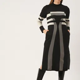 APSLEY Black & White Striped Midi Jumper Dress-picture-15