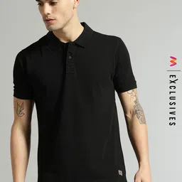 Roadster Men Black Polo Collar T-shirt-picture-34