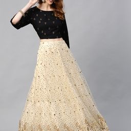 Juniper Beige & Black Ready to Wear Lehenga with Blouse-picture-42