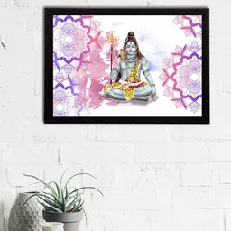 eCraftIndia White & Pink Lord Shiva Satin Matt Texture Framed UV Wall Art-picture-41