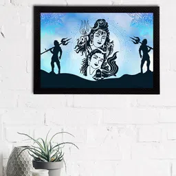 eCraftIndia Multicoloured Lord Shiva Satin Matt Texture UV Wall Art-picture-27