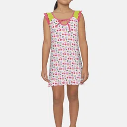 SINI MINI Girls Pink & White Printed Nightdress-image-58
