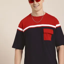 HERE&NOW Colourblocked Drop-Shoulder Sleeves Pure Cotton Boxy T-shirt-picture-26