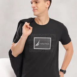 Nautica Brand Logo Print Regular Fit T-shirt with Reflective Elements-picture-43