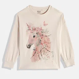 NEXT Girls Sequinned Printed Drop-Shoulder Sleeves Pure Cotton T-shirt-picture-18