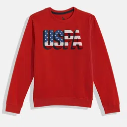 U.S. Polo Assn. Kids Boys Red Brand Logo Print Pure Cotton Sweatshirt-picture-44