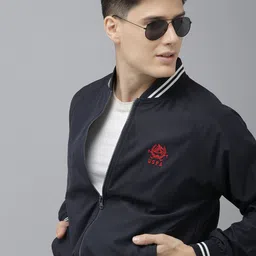 U.S. Polo Assn. Men Navy Blue Solid Bomber Jacket-picture-41