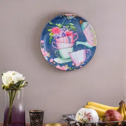 KOLOROBIA Blue & Pink Printed The Elemental Evening Tea Decorative Wall Plate-picture-42