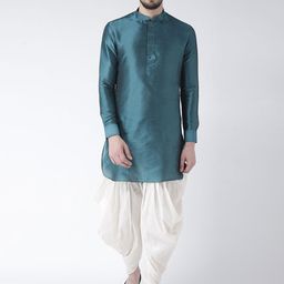 DEYANN Men Blue & Off-White Solid Kurta with Patiala-picture-18