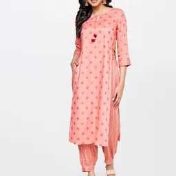 Global Desi Floral Printed Kurta with Dhoti Pant Set-image-10