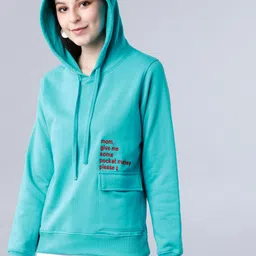 Tokyo Talkies Women Green Solid Hooded Sweatshirt-image-58