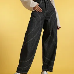 glitchez Women Effortless Baggy Thread-Work Jeans-picture-14