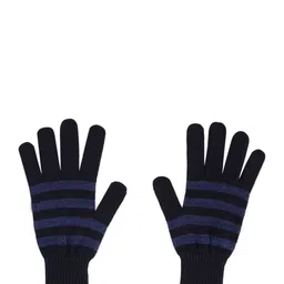 Roadster Men Navy Blue Striped Winter Hand Gloves-image-39