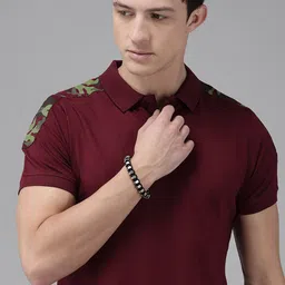 The Roadster Lifestyle Co Men Maroon Solid Polo Collar Pure Cotton T-shirt-picture-54