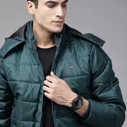 Roadster Men Teal Blue Hooded Regular Padded Jacket-picture-29