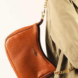 eske Women Brown Printed Chain Strap Compact Design Leather Shoulder Bag-image-23