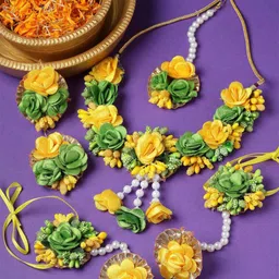 AGARWALPRODUCT Pearls Beaded Haldi Jewellery Set-image-9