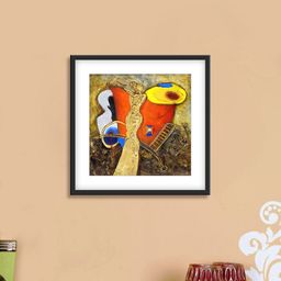 999Store Gold & Orange Abstract Pattern Cotton Canvas Digitally Printed Wall Art-picture-10