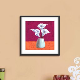 999Store Magenta & White Flowers Cotton Canvas Digitally Printed Wall Art-picture-26