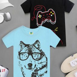 ZIP ZAP ZOOP Boys Pack Of 2 Printed Round Neck Pure Cotton T-shirt-picture-28