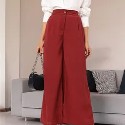 DressBerry Women High-Rise Pleated Flared Trousers-image-70
