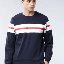 HIGHLANDER Men Navy Blue & White Striped Sweatshirt-picture-30