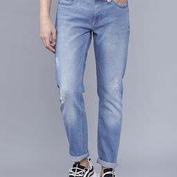 The Indian Garage Co Men Blue Slim Fit Mid-Rise Mildly Distressed Jeans-picture-34