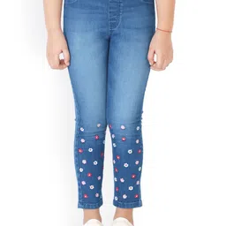Naughty Ninos Girls Blue Denim Washed Jeggings-picture-18