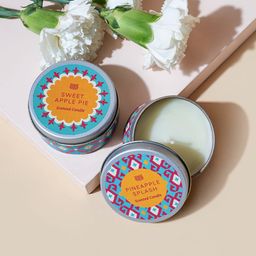 Chumbak Set Of 2 Blue & Red Printed Mini Tin Candles LIT Sustainable Evenings Gift Boxes-picture-38