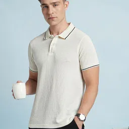 Dennis Lingo Men Textured Polo Collar Half Sleeves Regular Fit T-shirt-picture-40