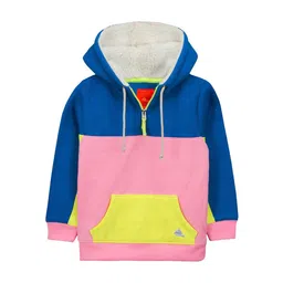 Cherry Crumble Kids Blue & Pink Colourblocked Hooded Sweatshirt-picture-36