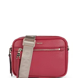 DKNY Textured Brand Logo Embossed Structured Sling Bag-picture-12