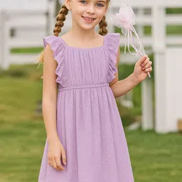 BAESD Girls Flutter Sleeves Knee Length Fit & Flare Dress-picture-30