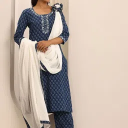 Libas Floral Printed Straight Kurta With Trousers & Dupatta-picture-32