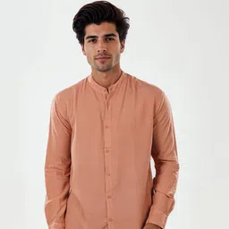 Celio Mandarin Collar Classic Opaque Cotton Casual Shirt-picture-31