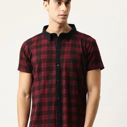 Campus Sutra Men Red & Black Regular Fit Checked Casual Shirt-image-37