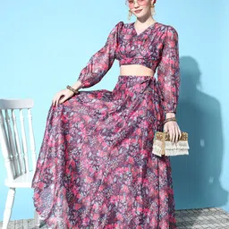 Shae by SASSAFRAS Women Printed Floral Maxi Flared Skirt-picture-43