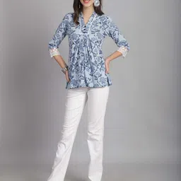 Roly Poly Print Mandarin Collar Cotton Shirt Style Top-picture-24