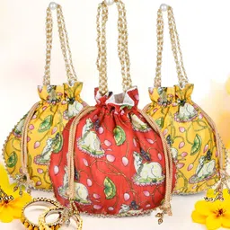 Kuber Industries Set of 3 Printed Cotton Potli Clutches-image-34
