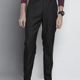 The Indian Garage Co Self Design Regular Fit Chinos Trousers-image-5