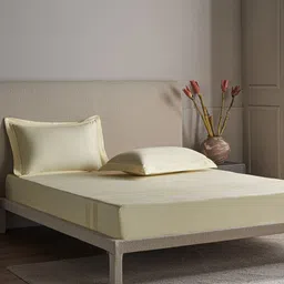 DDecor Beige 300 TC King Bedsheet with 2 Pillow Covers-picture-14