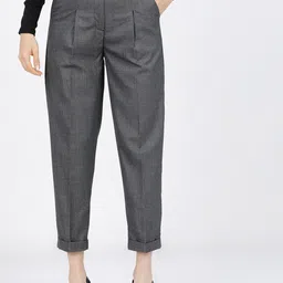 Tokyo Talkies Women Checked High-Rise Pleated Trousers-picture-37