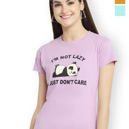 Fabflee Women Multicoloured 3 Printed Applique T-shirt-picture-20