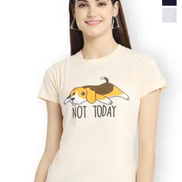 Fabflee Women Multicoloured 3 Printed Applique T-shirt-picture-41